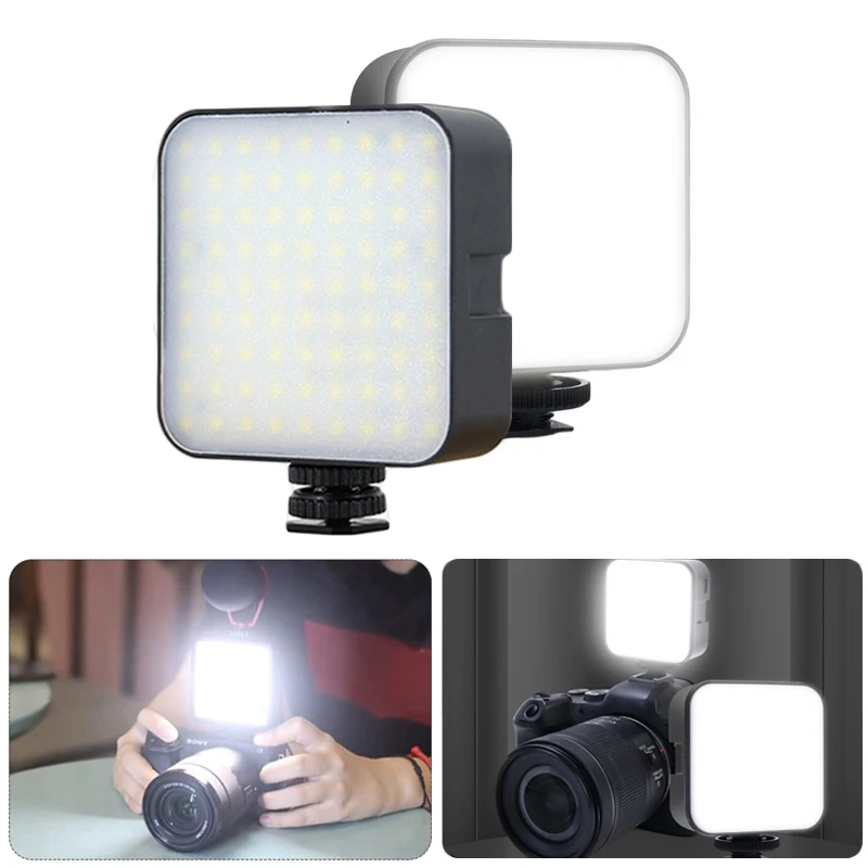 

6500K LED Video Light Camera Fill Lights Lamp with 3 Cold Shoe Portable Photography Lighting for Phone DJI Sony DSLR Cameras