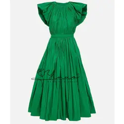 parkling Taffeta Puffle-sleeve Evening Gown A-line Dress Black Girls 15 Years Old Bat Mitzvah Green Gown Bridesmaid Gown