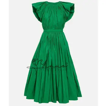 Parkling tafta Puffle-kol gece elbisesi evaze elbise siyah kızlar 15 yaşında yarasa Mitzvah yeşil elbisesi nedime elbisesi