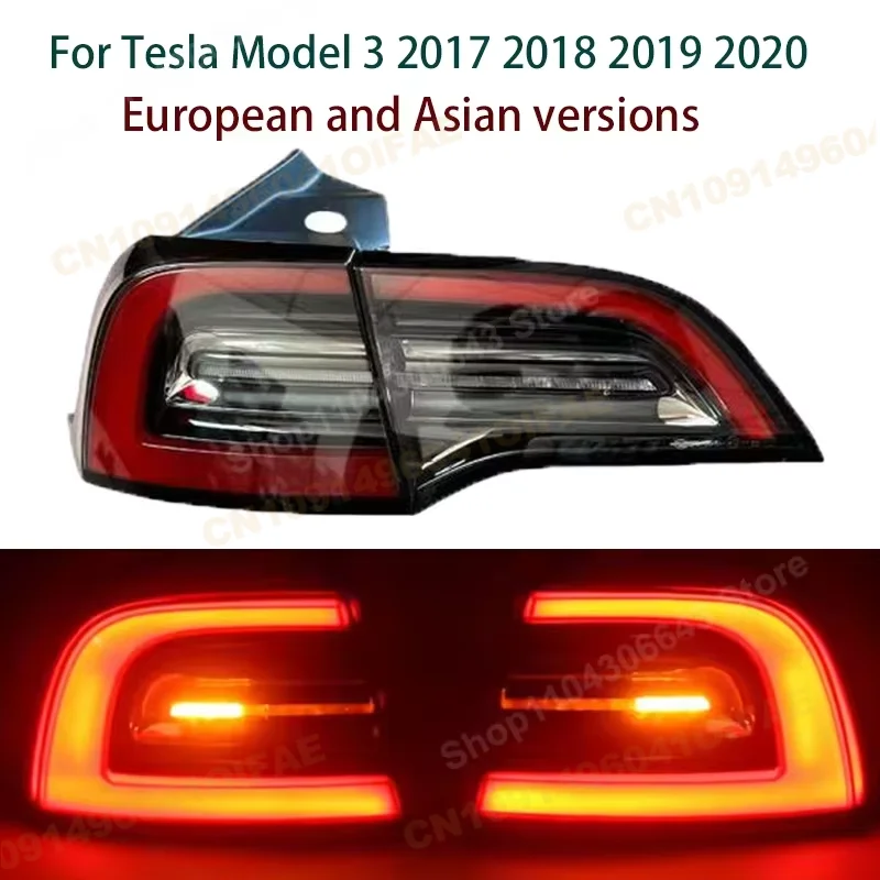 

For Tesla Model 3 2017-2020 Led Rear Reversing Tail Light Assembly Car Trunk Stop Signal Lamp Fog Brake Taillight Accessories