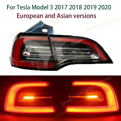 For Tesla Model 3 2017-2020 Led Rear Reversing Tail Light Assembly Car Trunk Stop Signal Lamp Fog Brake Taillight Accessories