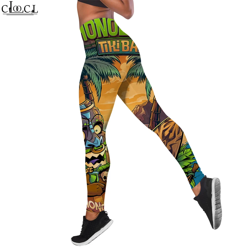 CLOOCL Pantaloni da donna con motivo cartoon stampato in 3D per allenamento femminile Push Up da jogging Pantaloni elastici a vita alta