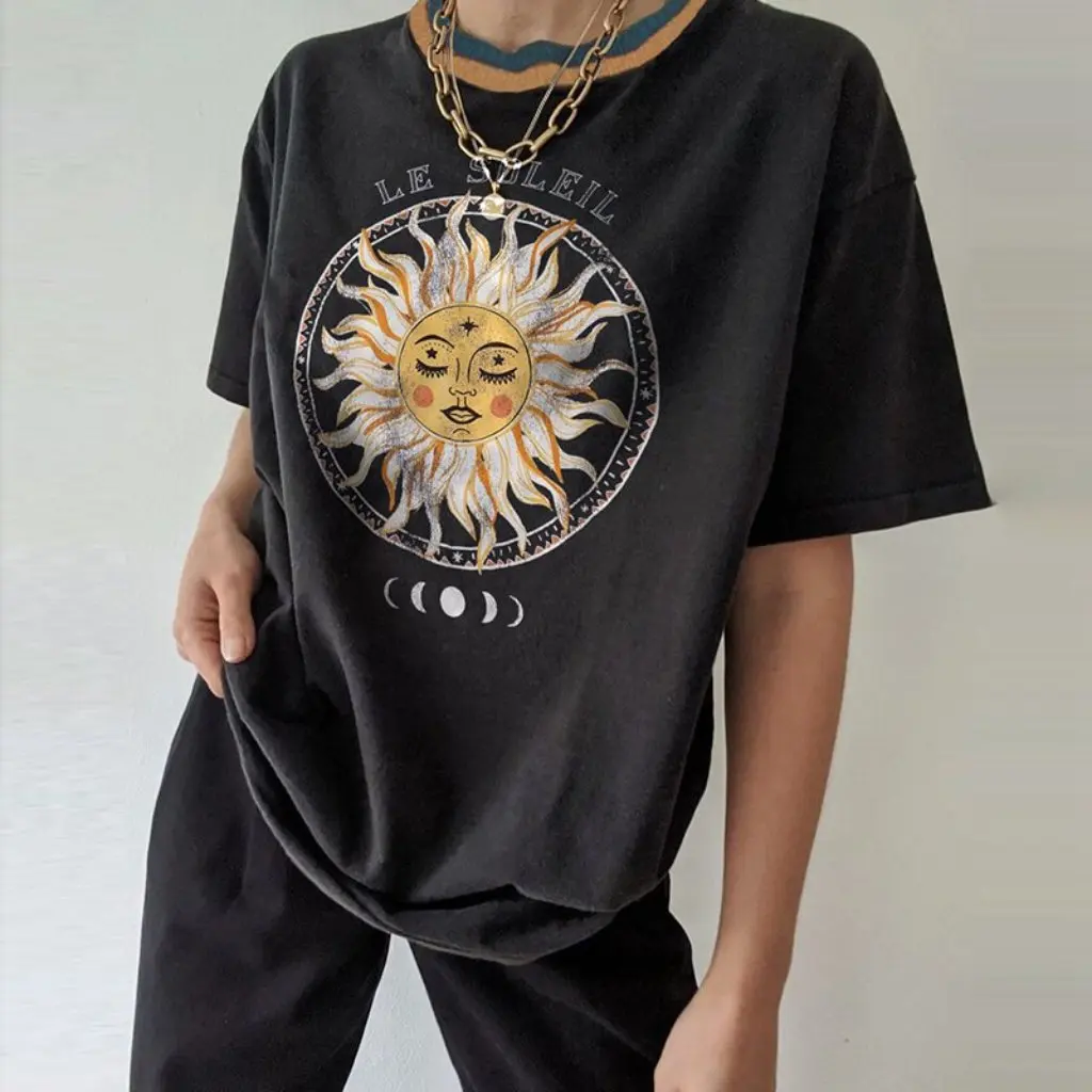

Women's Sun Eye Print T-Shirt Summer Autumn New Arrival European American Style Casual Fashion Wish Series