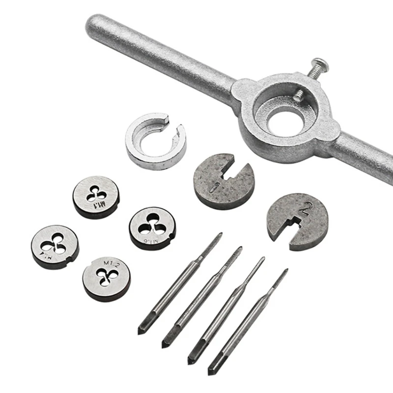 

T50 1Set Mini HSS Metric Taps Dies Wrench Handle Kit M1-M1.6 Screw Thread Making New Drop Ship