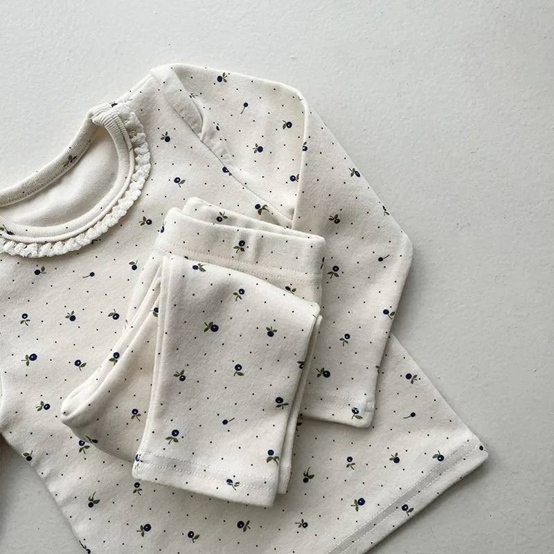 

2025 Spring New Baby Long Sleeve Clothes Set Infant Floral Tops + Pants 2pcs Suit Cotton Baby Home Clothing Boys Girl Outfits