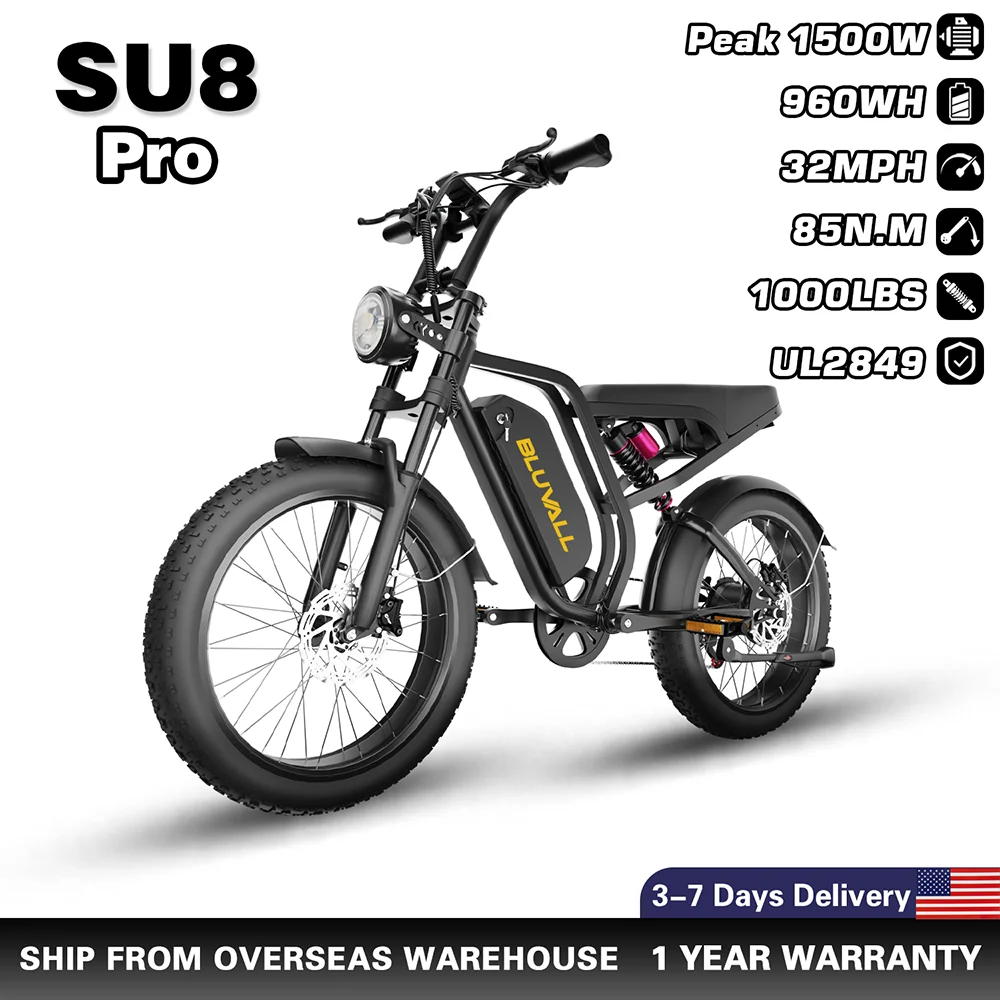 Su8 Peak 1500W/2000W 85N.m/100N.m Motor Electric Bike , 20"*4.0 Fat Tire Ebike For Teenager, 48V 16Ah/20Ah Removable Battery, Up to 60 Miles Long Range, 32MPH/35MPH  Electric Bicycle, Full Suspension, 7-Speed, All Terrain Off-Road Commuter E-Bike image 2