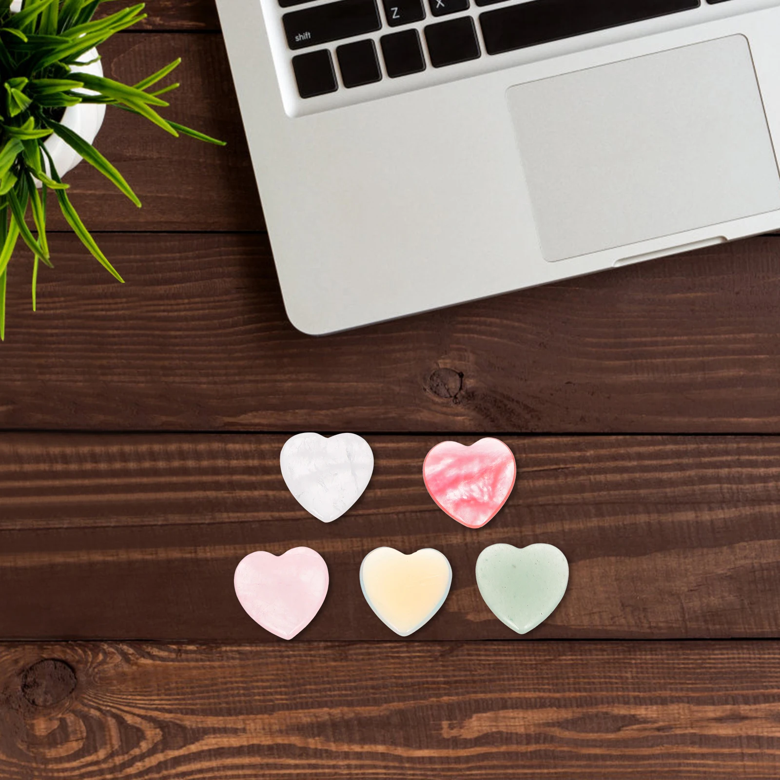 

10 Pcs Heart Shaped Crystal Ornaments 20mm Natural Gemstone Charms Pink Quartz Watermelon Red Green Dendritic White