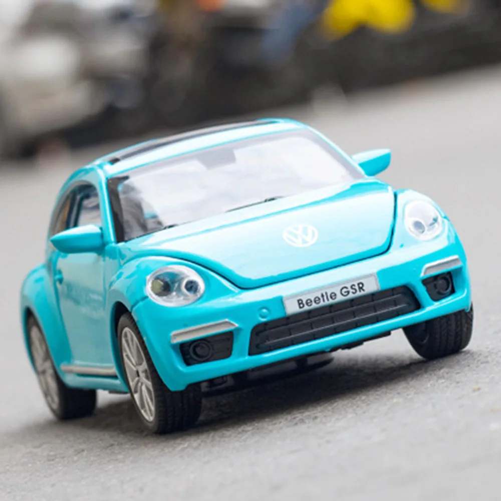 1:32 Alloy Diecast Volkswagen Beetle GSR Toys Cars Models Sound Light Vehicles Wheel Pull Back Miniature Car Kids Festival Gifts