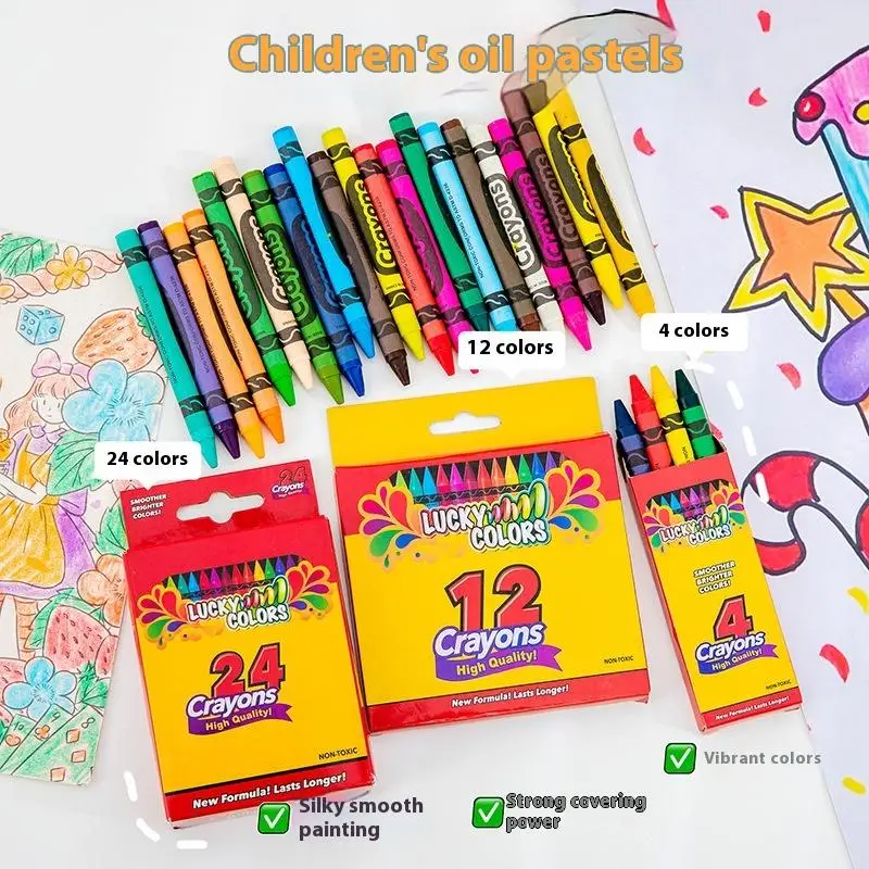 Crayones multicolores de calidad, pincel de grafiti para niños, palo de pintura al óleo para estudiantes, suministros escolares, suministro de arte, 4/12/24 colores