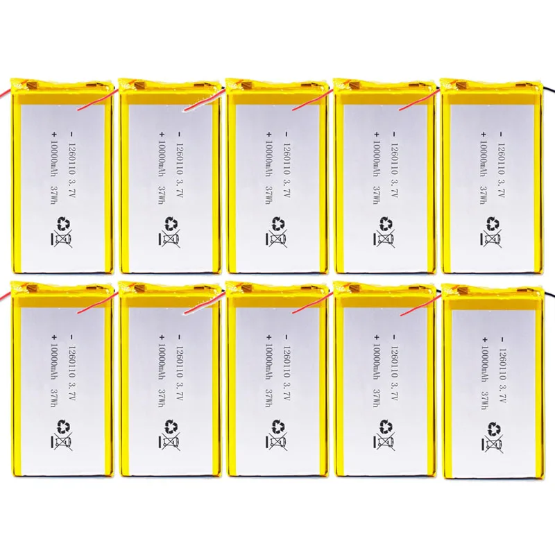 3.7V 10000mAH 1260110 Polymer lithium ion Li-ion Rechargeable battery for TOY POWER BANK GPS Table E-book Batteries