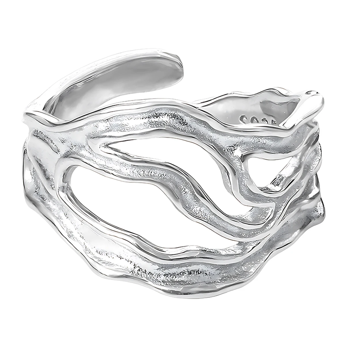 

Элегантное женское открытое кольцо нестандартной формы с ажурным плиссированным дизайном из стерлингового серебра S925, модные украшения