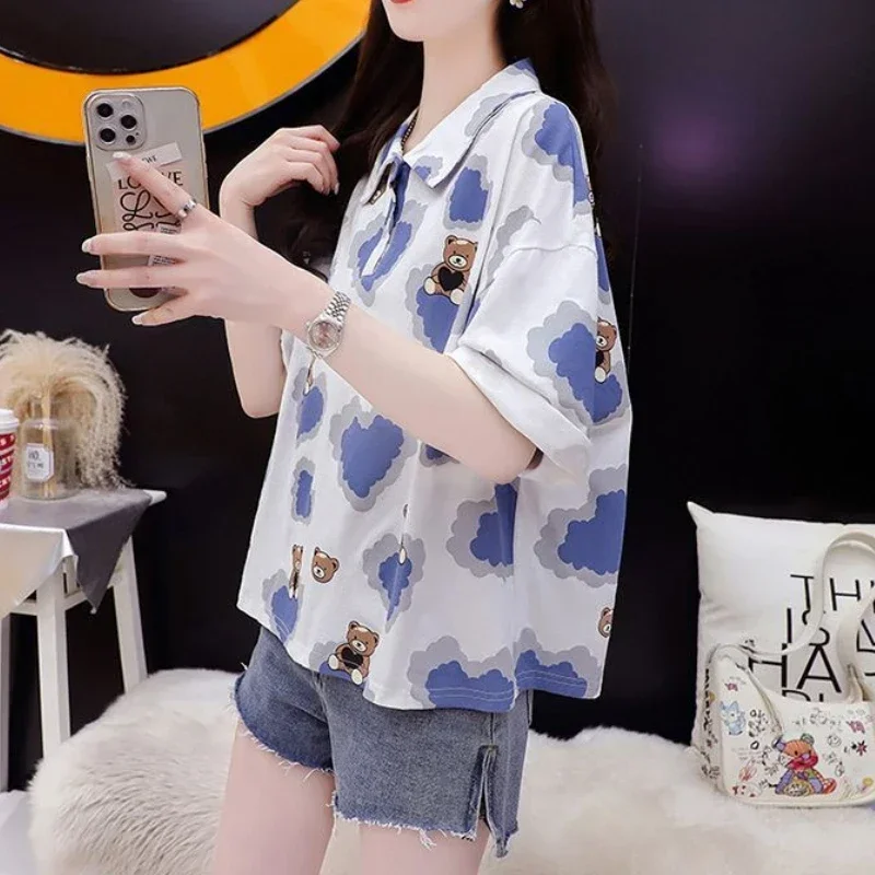 Mode 2025, Druck Kurzarm Frau Taste T-shirt Sommer Outfit Im Angebot Neue Ästhetische Baggy Neck T Shirt Für Frauen