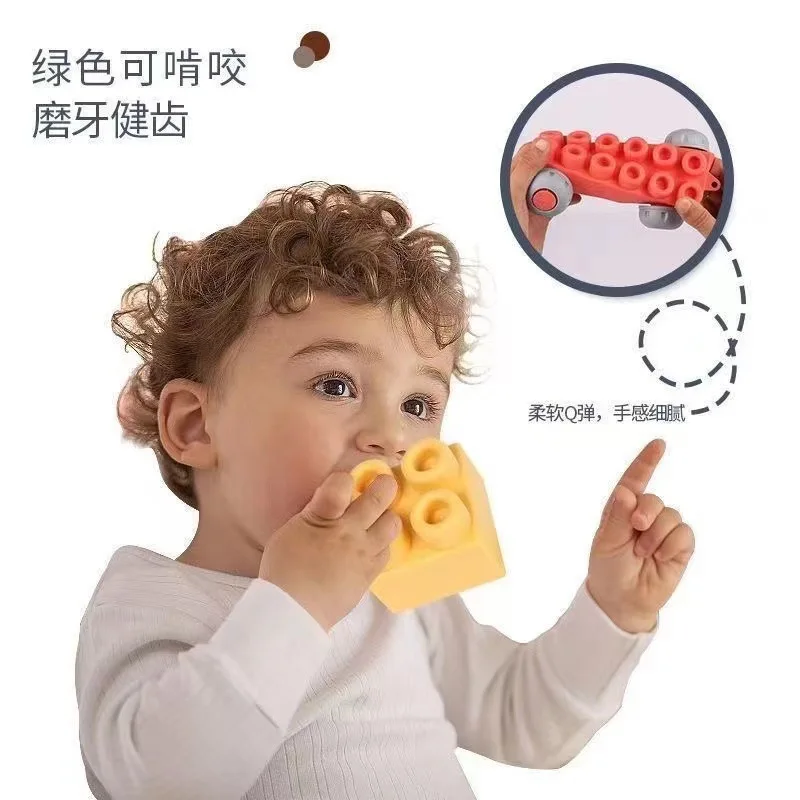 Duże klocki konstrukcyjne dla dzieci DIY, miękkie zabawki do gryzienia dla niemowląt, duże elementy, puzzle do składania, zabawki z klejem dentystycznym, prezenty urodzinowe.