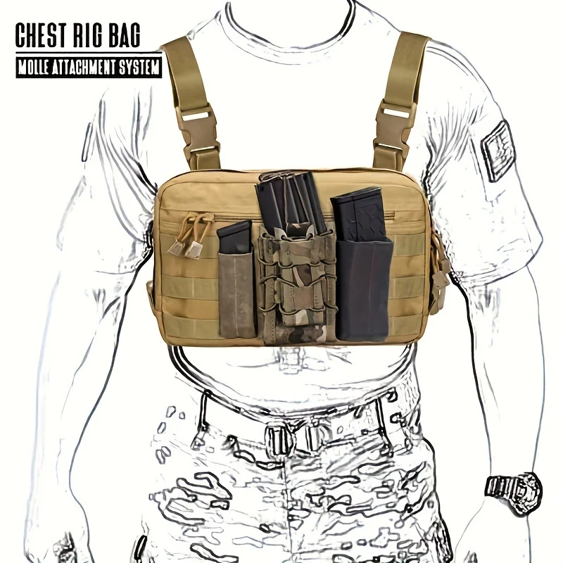 

FANDAO Tactical Chest Rig Bag Recon Kit Bag Combat Edc Front Pouch Cs Field Expansion Accessory Pack For Outdoor Hunting Wargam
