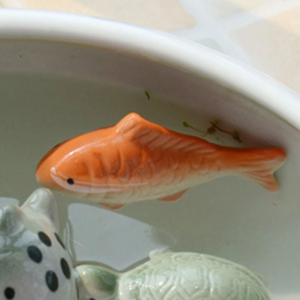 Floating Fish Aquarium Decor 3pcs Ceramic Koi Figurines for Fish Pond Small Artificial Fish Tank Decoration Tea Pet Ornaments