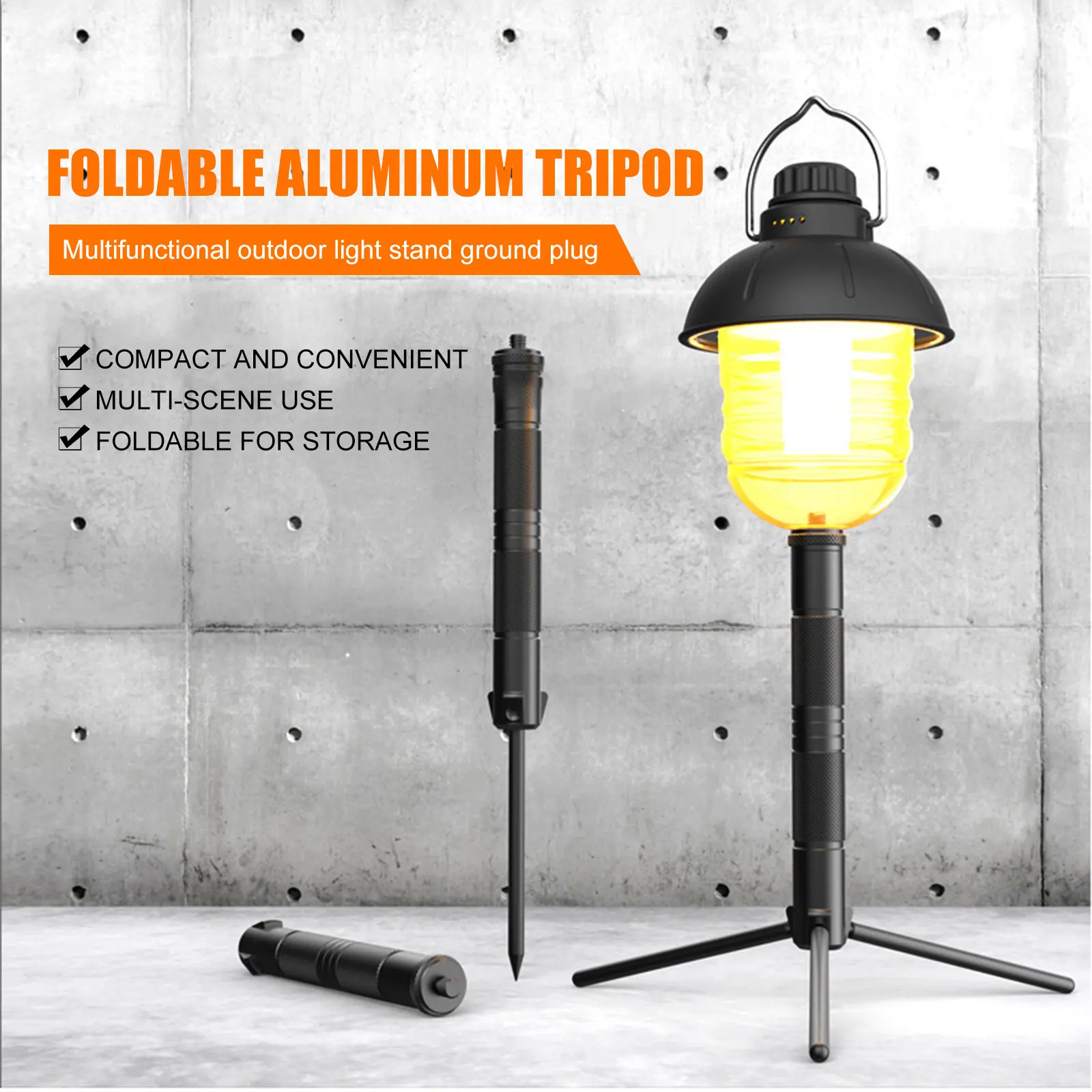 Camera Phone Tripod Bracket with Ground Spike Multifunctional Camera Tripod Aluminum Alloy Portable for Hiking Equipment