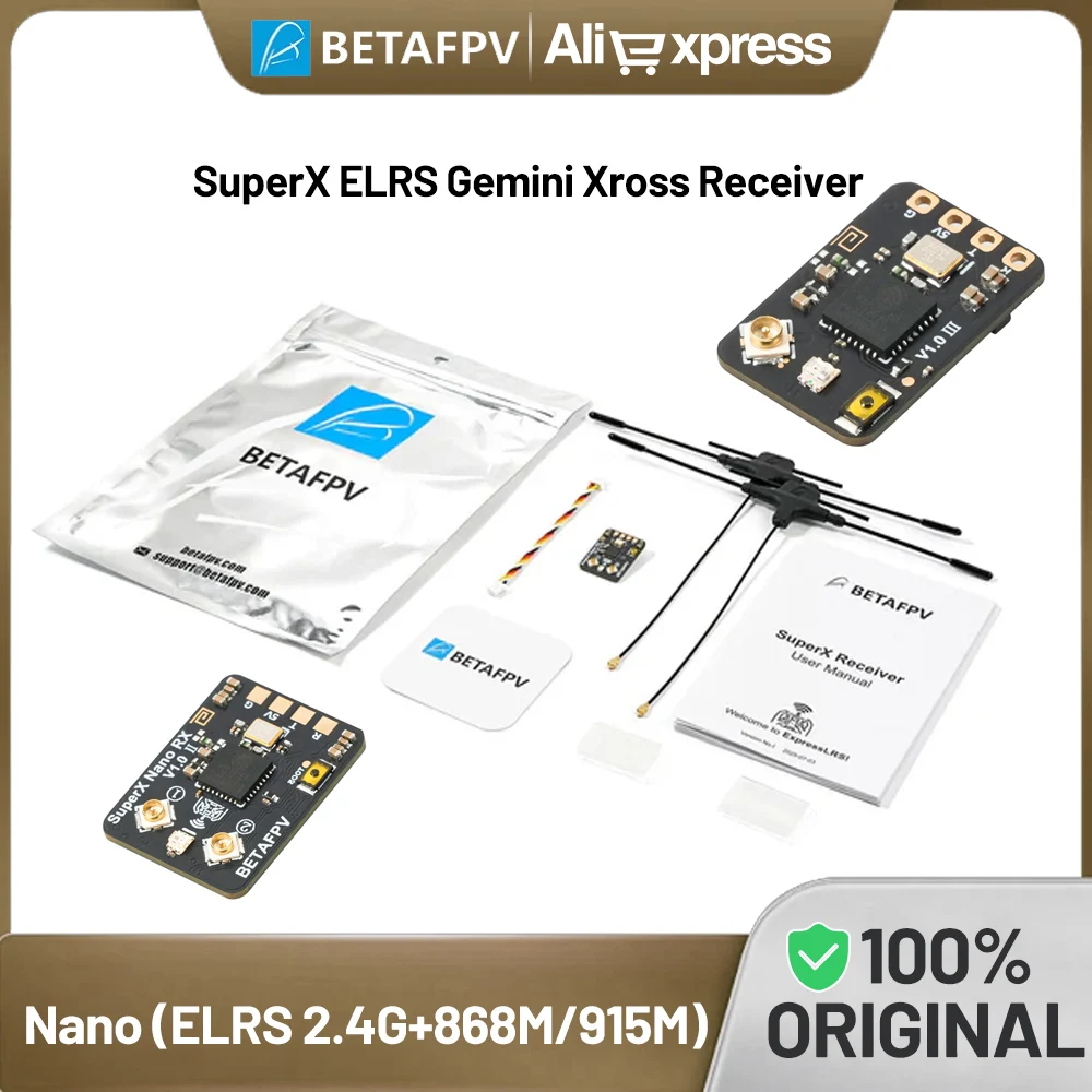 

BETAFPV SuperX ELRS Nano Receiver ELRS 2.4G+915M/868M Dual LR1121 Mono Receiver 2.4G/915Mhz for Racing/Freestyle Drone