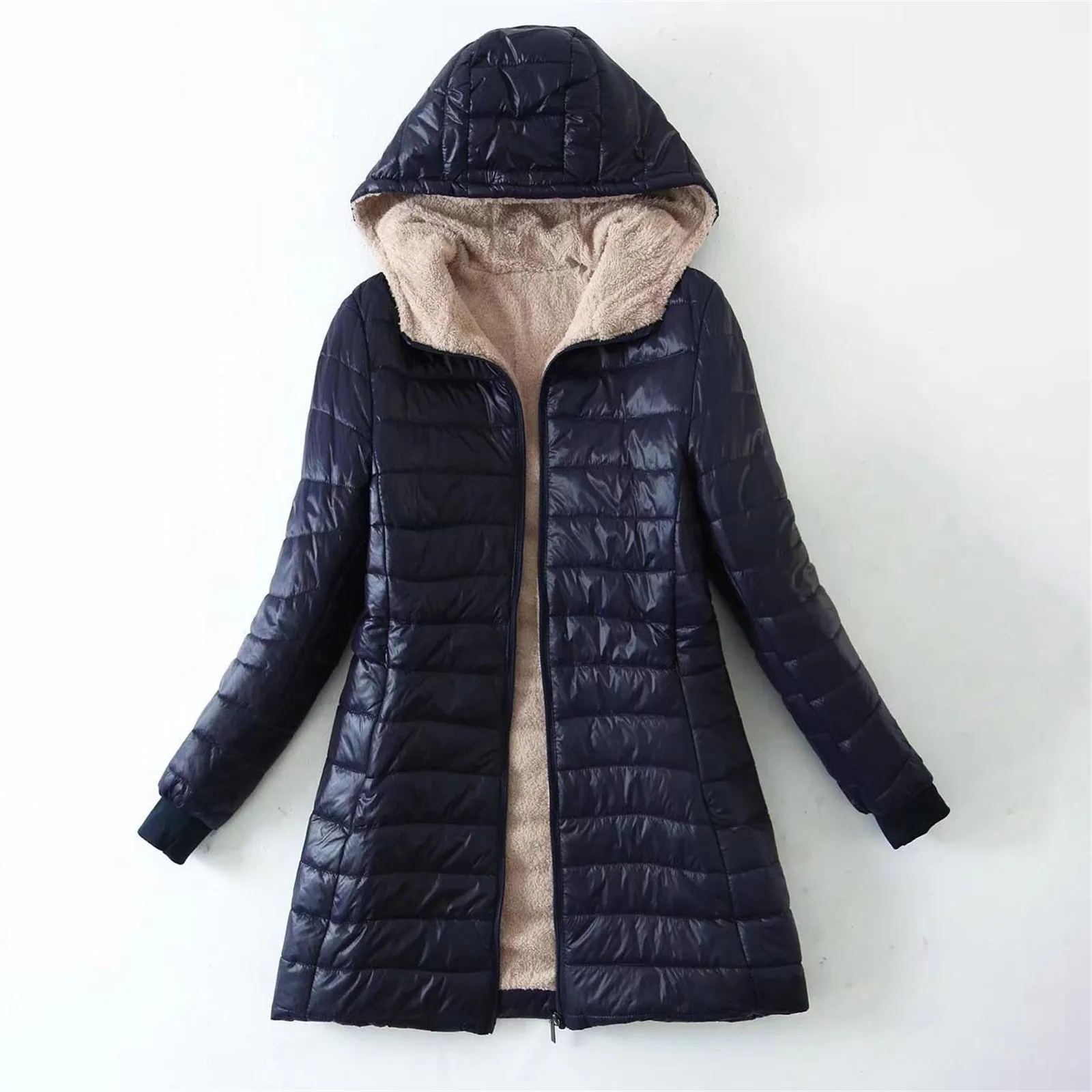 Fleece Zipp Jacket Overcoat Women Down Coat Fall And Winter Thickened Comfortable Fuzzy Wool Coats For Women Hooed Windbreaker