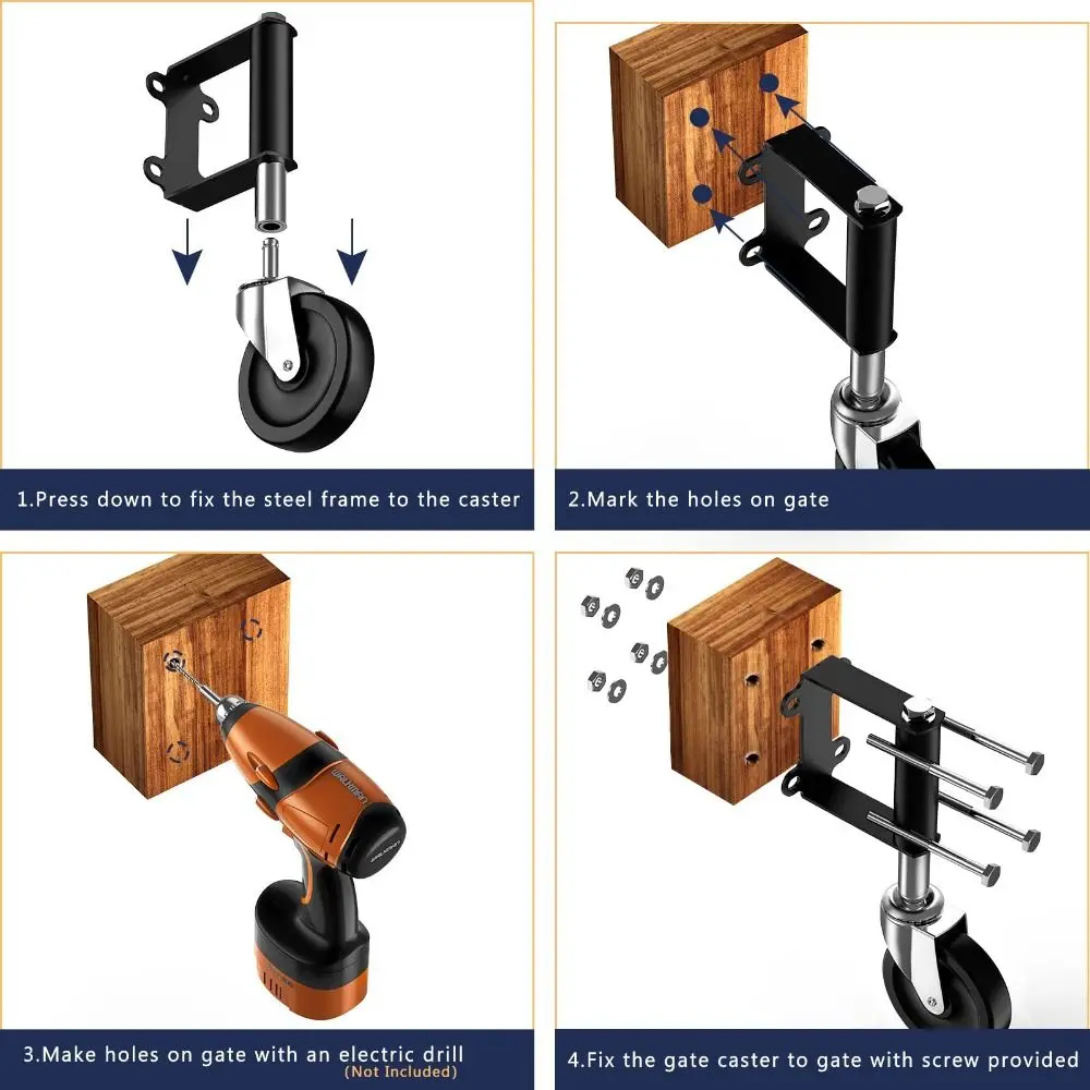 

With Brake Universal Wheel Suppress Vibration Spring Loaded 360° Rotate Gate Wheels 220LBS Capacity Built-in Double Ball