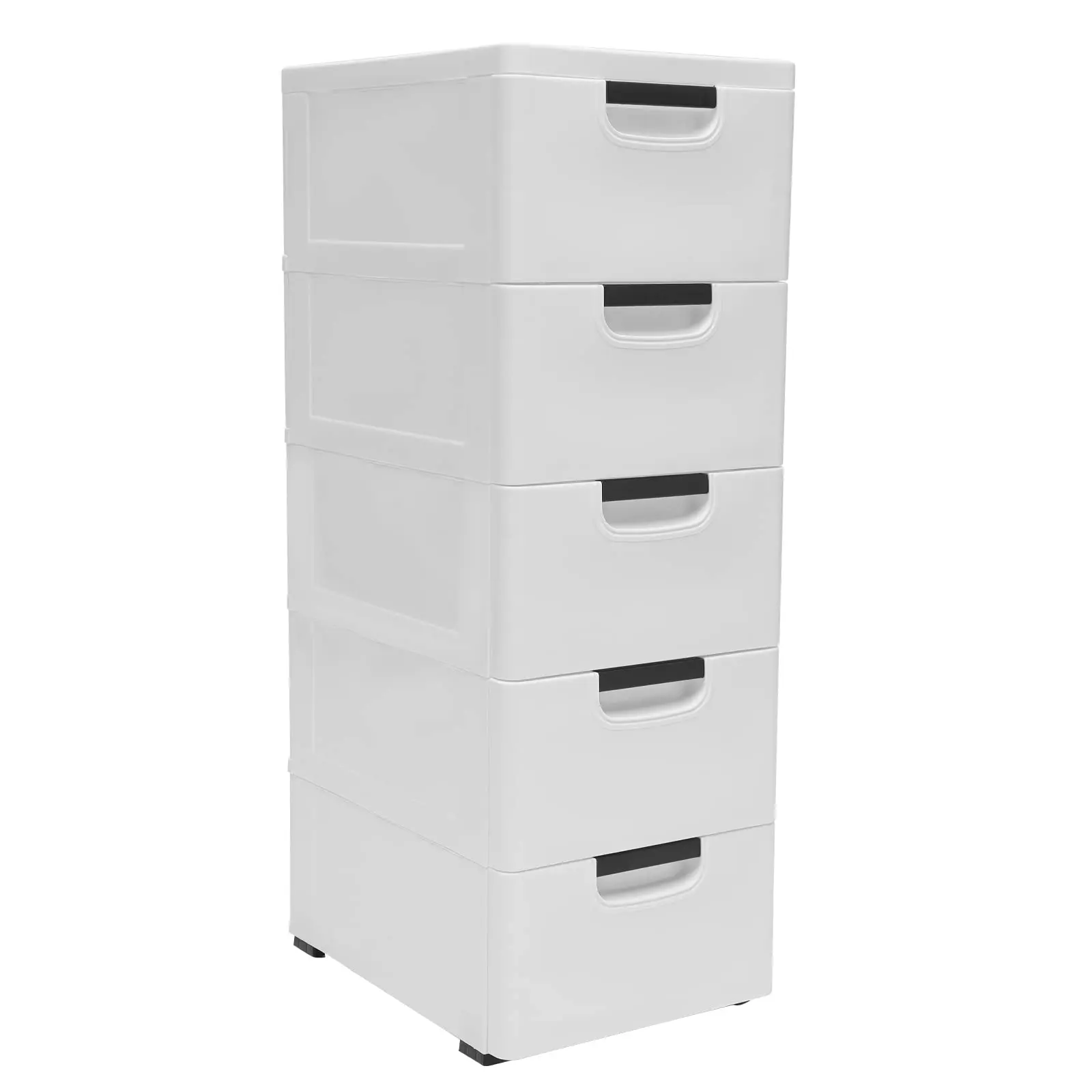 5-Tier Drawer Plastic Cabinet Rolling Storage Stackable Plastic Drawers Storage Cabinet Clothes Organizer Stand for Storing Boo