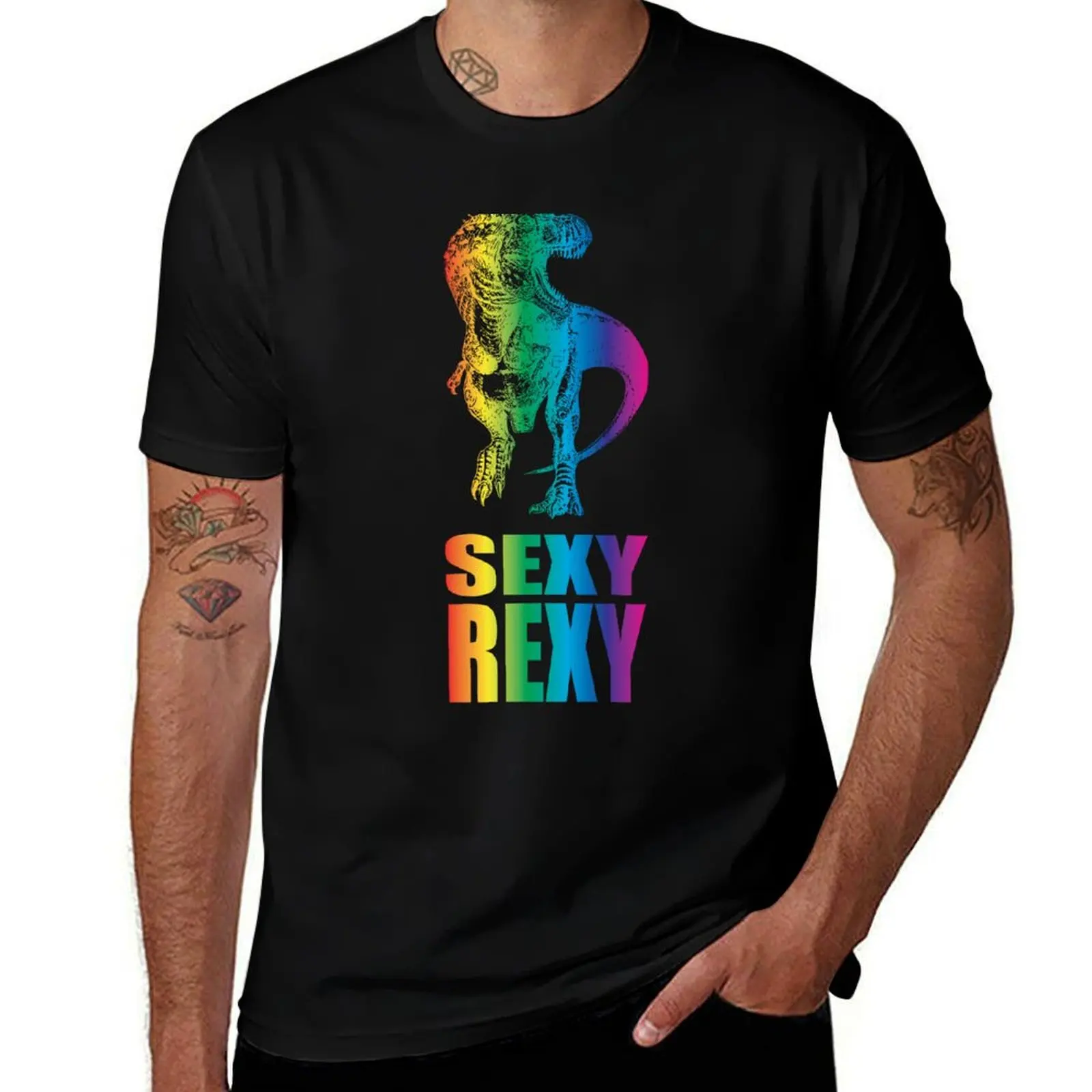 

Rainbow Dinosaur: Sexy Rexy T-Shirt man t shirt summer anime t shirts for man T-Shirt