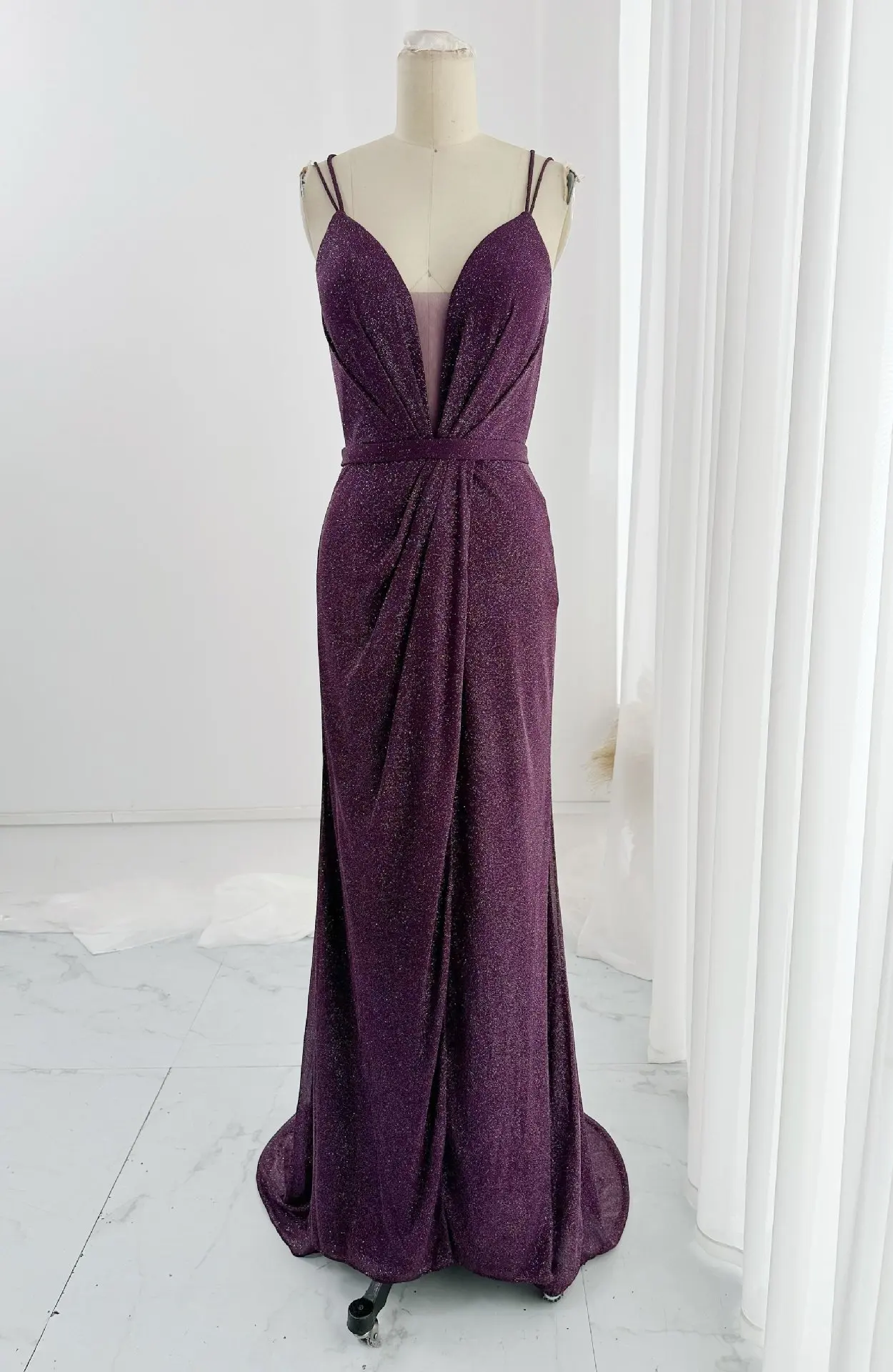 Purple -Sexy Camisole Tube Top Flash Beta Better Tibetan Slim Tail Tail Evening Dress M2015