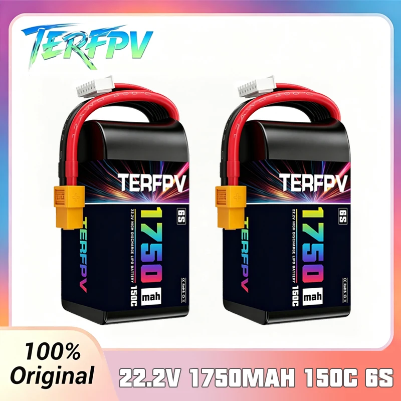 TERFPV 6S 22,2V Lipo-Akku 1750mAh 150C mit XT60-Stecker für FPV-Flugzeug-Rennmodelle Lipo-Teile