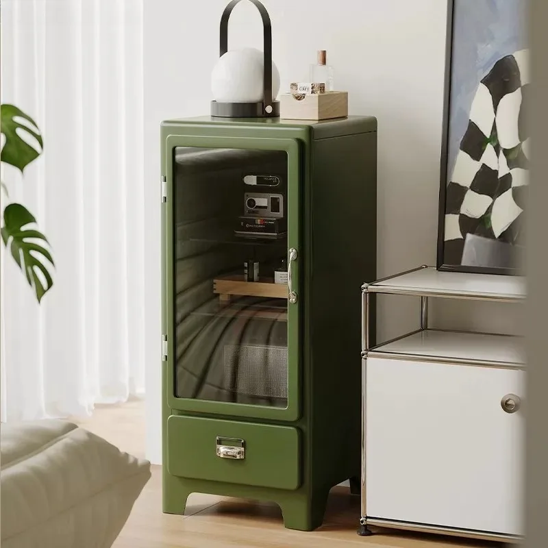 Retro tin cabinet metal display cabinet dining side storage cabinet Internet celebrity flat for ins figure dulton chest cabinet
