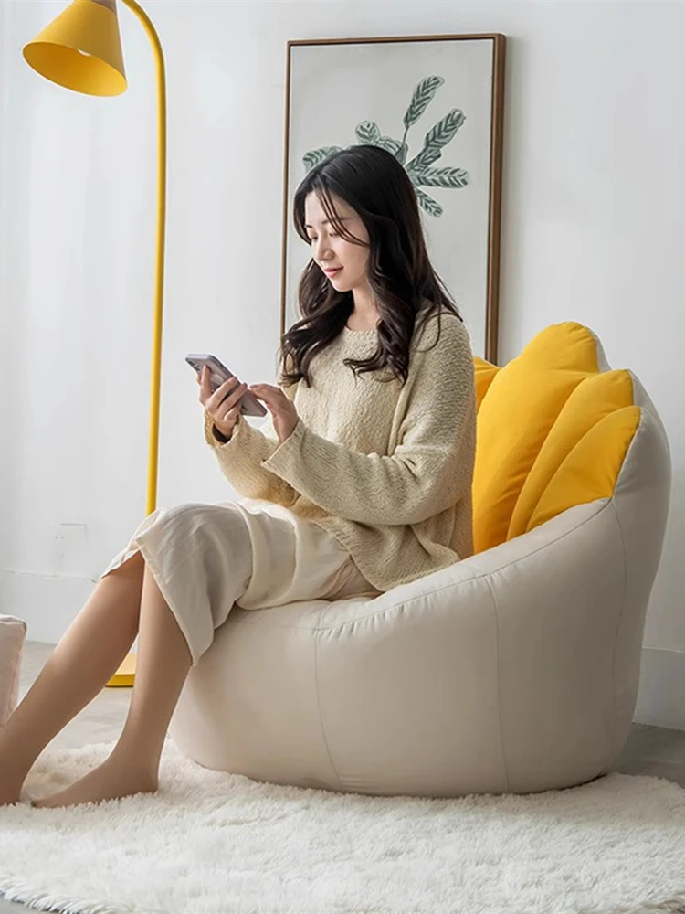 

Modern Minimalist Single Sofa Cover Particle Bean Bag Tatami Footrest Children's Petal Fabric Crown Full Wrap Sofa Cover