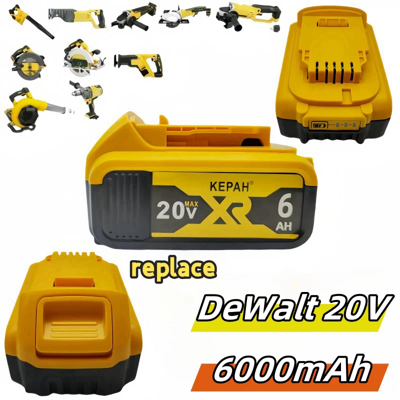 

100%Replace DeWalt 6.0AH 20V dehydration electric tool battery DCB206 20V rechargeable lithium battery DCB206 DCB205 DCB200, etc