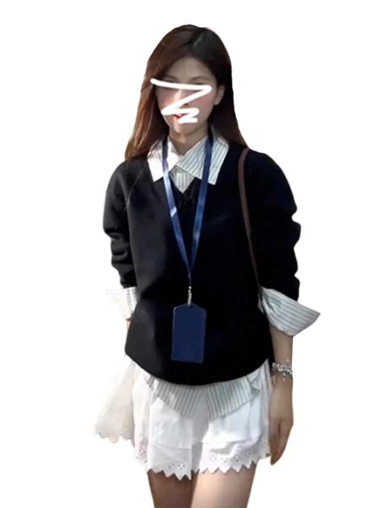 Cappotto maglione lavorato a maglia Bla V-Ne da donna Autunno Inverno Faion Coreano Sle College Wind Top lavorato a maglia di piccole dimensioni per ragazze