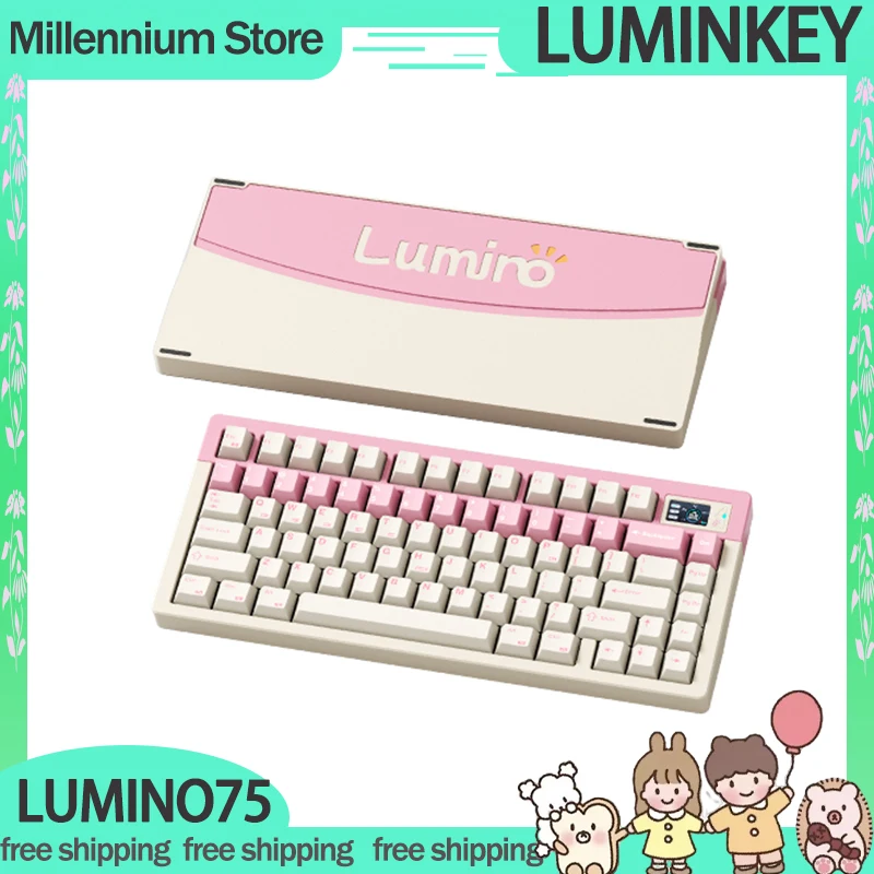 Luminkey Lumino75 Mechanical Keyboard 3mode Wireless Aluminium Gaming Keyboard Rgb With Display Video Hot Swap Customized Gifts