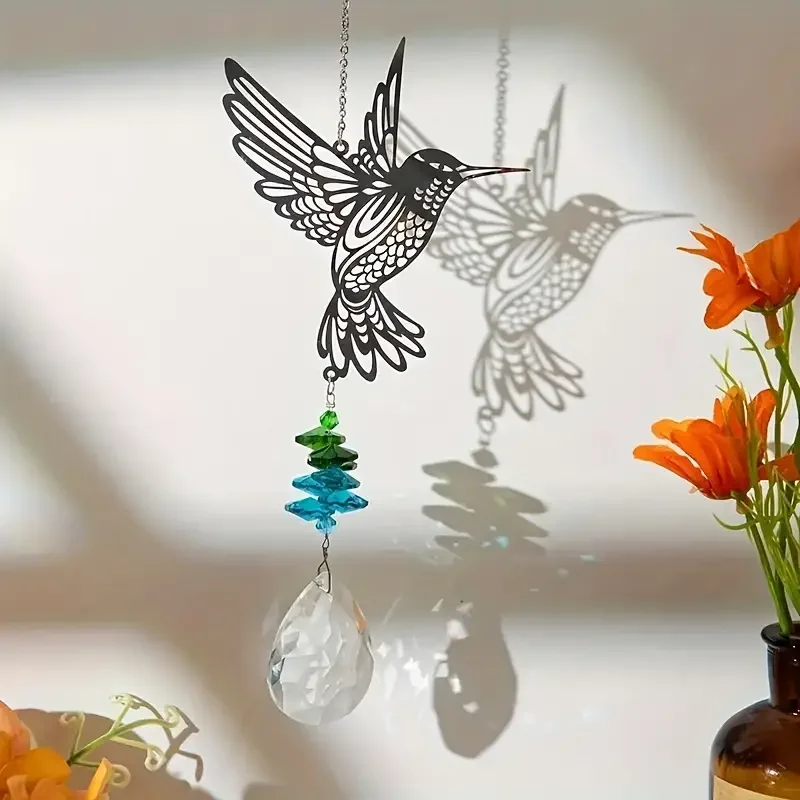 1pc crystal sun trap, wind chimes, hummingbird pendant, for wedding party home decoration car hanging decorations, photo props