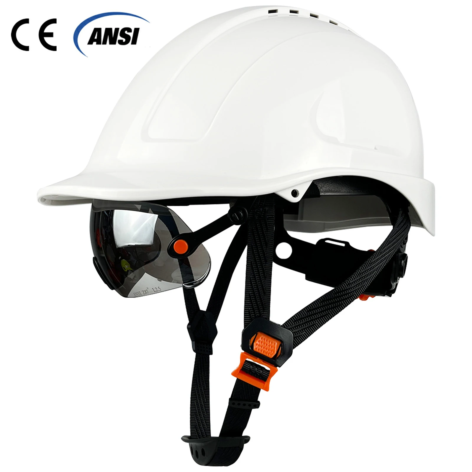 CE Safety Helmet with Visor for Men, Breathable ABS, Industrial Head Protection, Lightweight Construction Hard Hat, ANSI