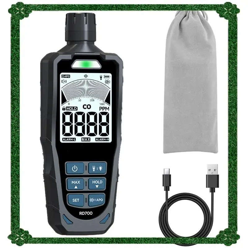 24-uurs levering Koolmonoxidedetector CO-detector voor thuis, 1000 PPM (10% nauwkeurigheid), visuele en hoorbare alarmen met instelbare T