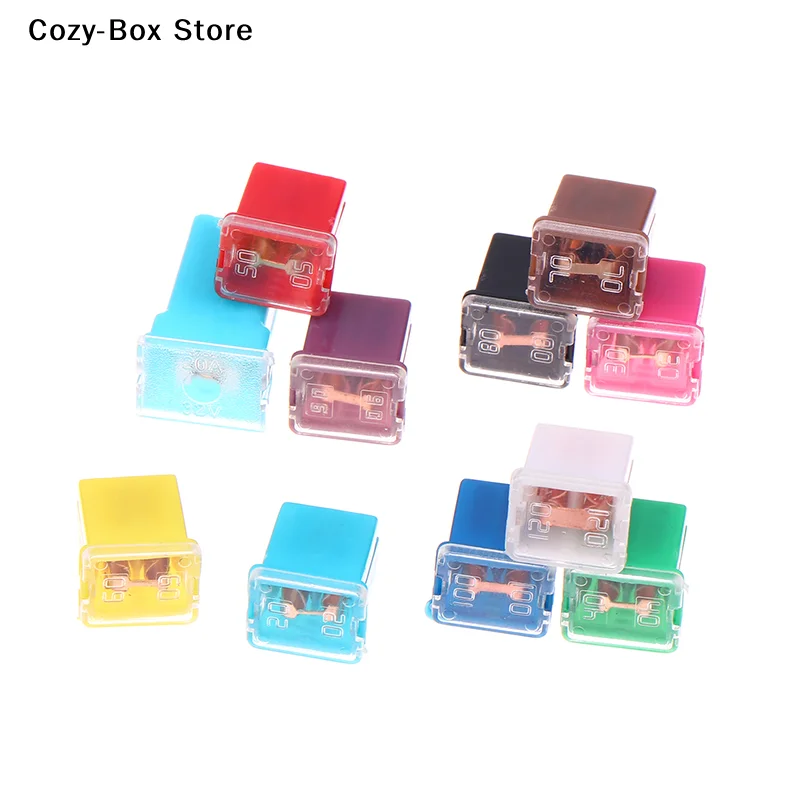 [ZY]5Pcs Mini Square Fuse 20A 30A 40A 50A 60A 70A 80A 90A Set Automotive Car Fuse With Plastic Box Assortment Auto Fuse[ZY]