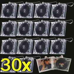 Mini Blank CD Box Keychains Women Men Creative Portable DIY Bag Pendant Transparent Plastic Backpack Decor Fashion Jewelry Gifts