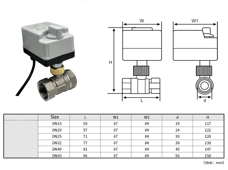 Dn15 dn20 dn25 dn40 motorisierter Kugel hahn aus Edelstahl mit manuellem Schalter 220V 12V 3-Draht 2-Punkt-Steuerung elektrische Kugel hähne – Detail 2