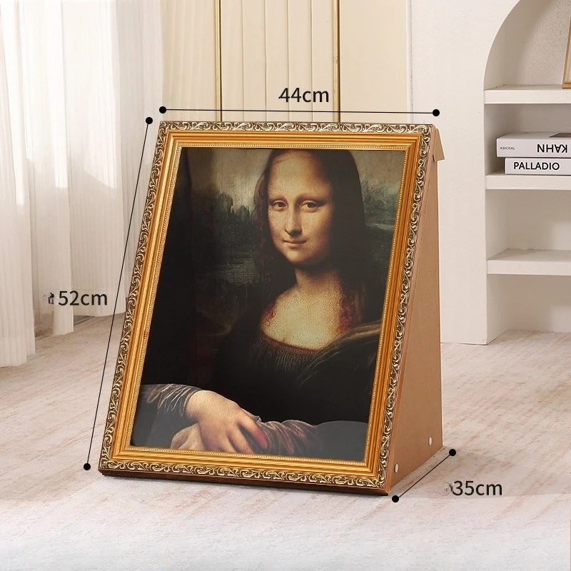 

winterOil Painting Cat Bed with Scratcher 4D Frame Style Creative Sleep and Scratching All inOne Stable Anti Tip Unique Art Home