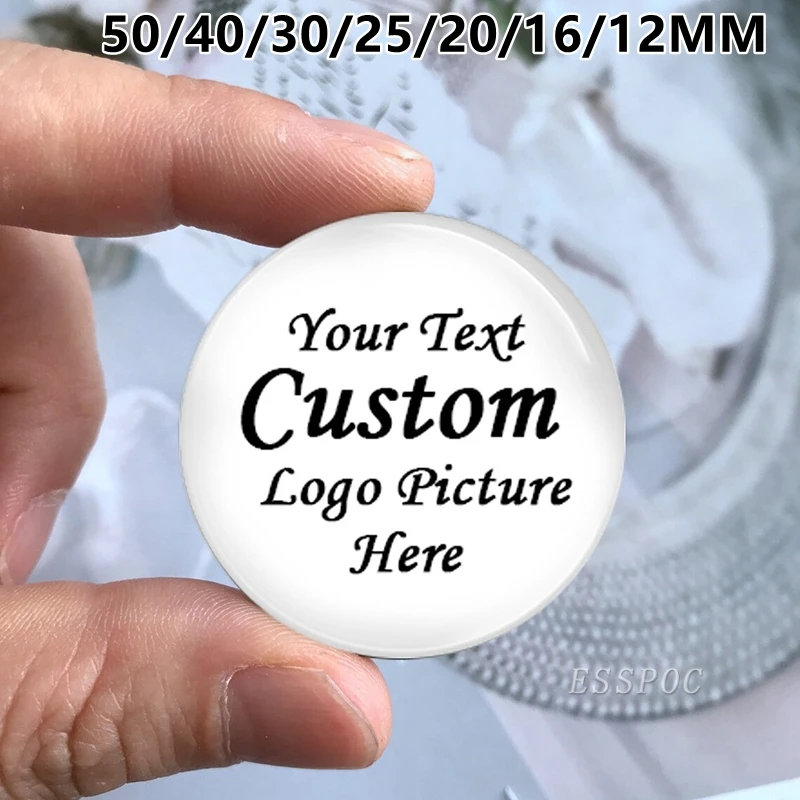 1PC personalisierte runde Glas Cabochon individuelles Logo Foto Glaskuppel 50MM 40MM 30MM 25MM 20MM 16MM 12MM DIY Schmuck – Detail 4