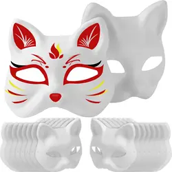 3-36PCS 리벳 Therian 마스크 흰 고양이 마스크 빈 DIY 할로윈 마스크 동물 반 Facemasks 가장 무도회 코스프레 파티 장식