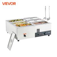 VEVOR 1 3 6-Pan Commercial Food Warmer Electric Steam Table 1200W Professional Countertop for Restaurant