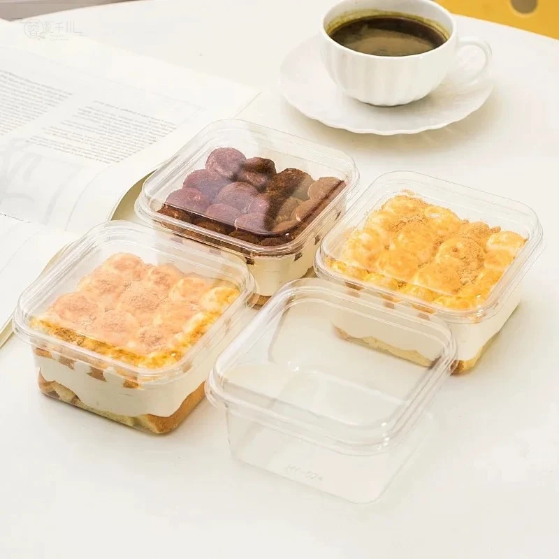 Cake Box  Box Dessert Soy Milk Disposable Thousand Layer Fruit Yogurt Box Cake Wood Bran Cup Packaging Box 10Pcs view 4