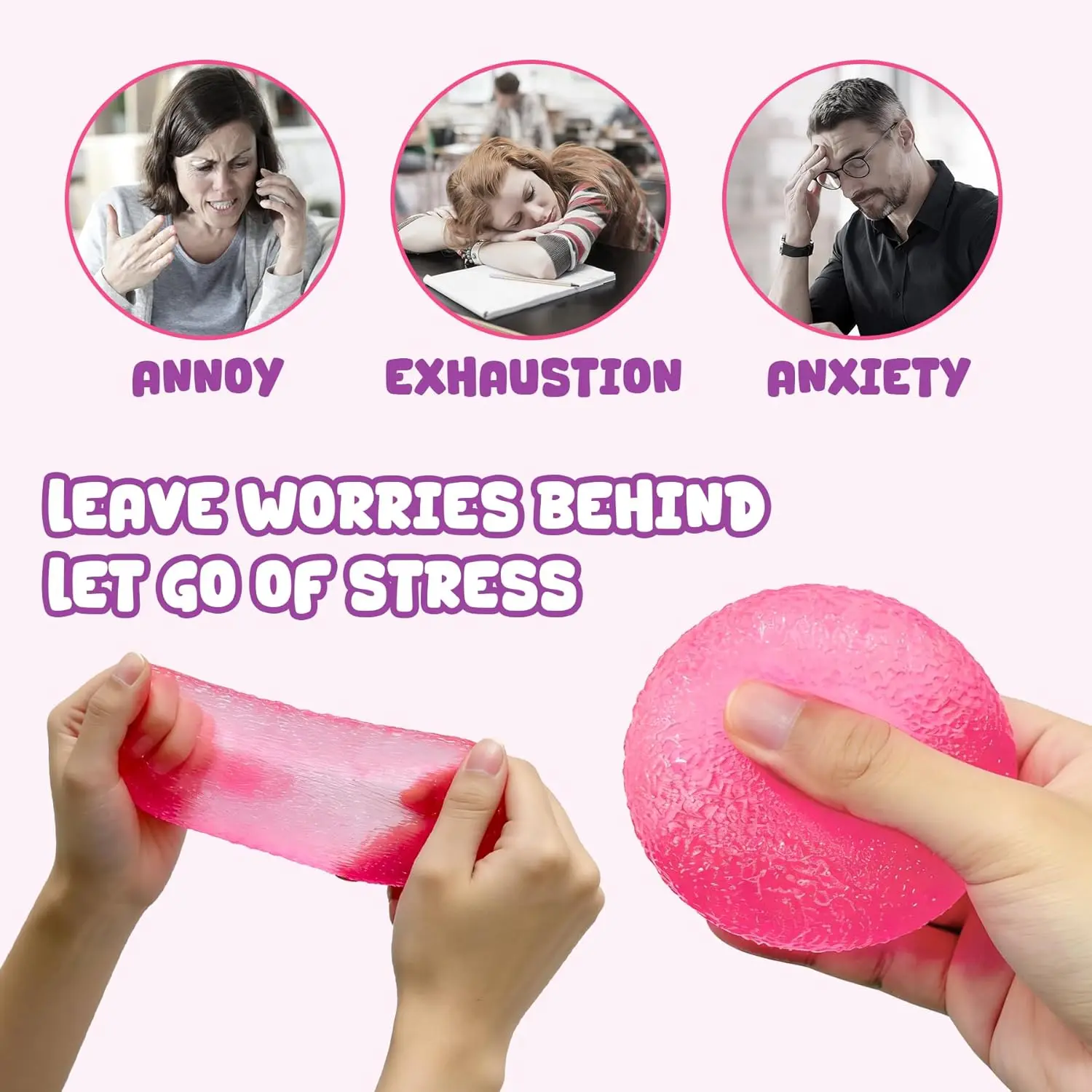 Stress Balls Fidget Toys, Slow Rising Squishies Gumdrop Stress Toys, Stress Relief and Anxiety, Textured Squeeze Toys Gift for Kids Adults Party Classroom Prize Easter Basket Stuffers, Christmas Gift