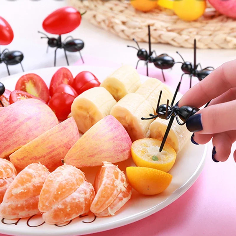 2024 New 12pcs/set Kawaii Ant Fruit Fork Cute Style Multiple Use Tableware Reusable Fruit Fork Snack Cake Dessert Forks