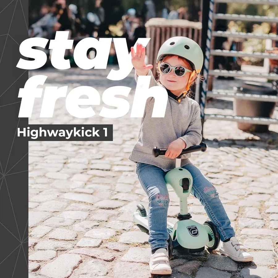 Patinete para niños 2 en 1 Ride-On & Stand, de 1 a 5 años, Highwaykick 1, Kiwi