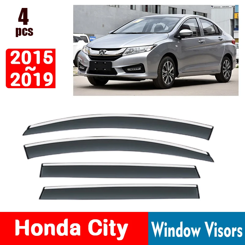 

FOR Honda City 2015-2019 Window Visors Rain Guard Windows Rain Cover Deflector Awning Shield Vent Guard Shade Cover Trim