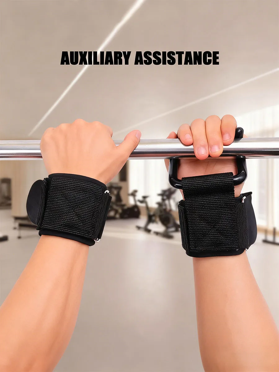 1PairWeight Lifting Hook Grips With Wrist Wraps Hand-Bar Wrist Strap Gym Fitness Hook Weight Strap Pull-Ups Power Lifting Glove