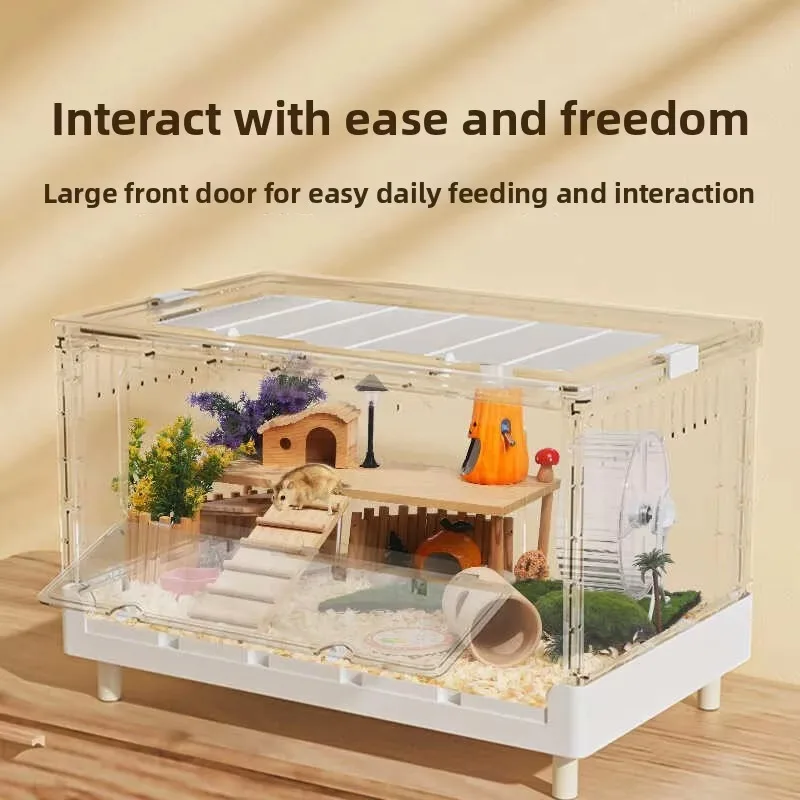 70cm Transparent Acrylic Hamster Cage Large Modular Habitat For Syrian Hamsters Hedgehogs Rodent Indoor Pet Enclosure
