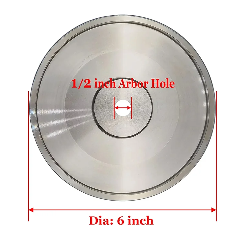 , 6Inch Dia x 1Inch Wide, with 1/2Inch Arbor, Diamond Grinding Wheel for Sharpening HSS, 80 Grit